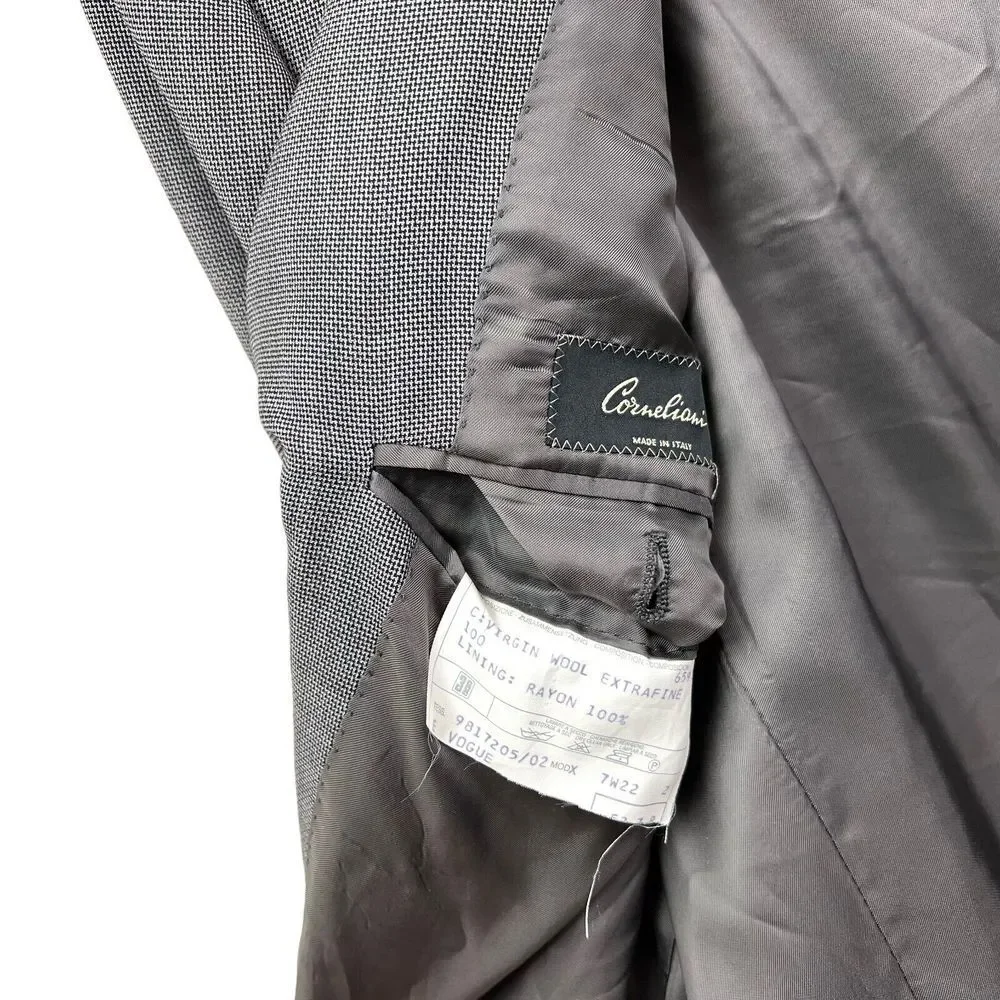 Corneliani Sport Super 100's Virgin Wool Blazer Suit Jacket Men Button Gray 44*